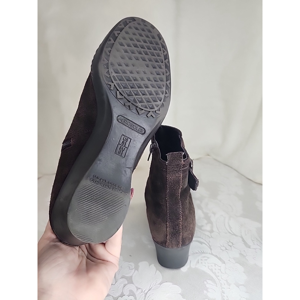 Aerosoles Entourage Suede Wedge Boots,brown, Sz8.5,EUC - Picture 5 of 11